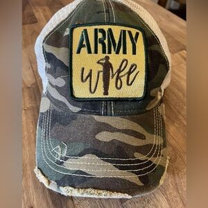 Judith March camouflage “Army Wife” snapback cap, NWOT